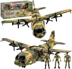 Avión de transporte militar con sonido y luz con figuras de soldados