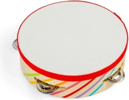 Pandereta de madera BIGJIGS TOYS con rayas arcoíris