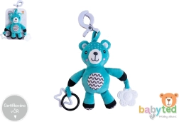 Osito de peluche con clip y sonajero para cochecito y cuna 30 cm