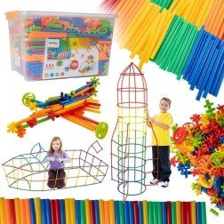 Juego de construcción creativo con pajitas, 1200 piezas