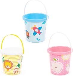 Cubo de plástico infantil con dibujos