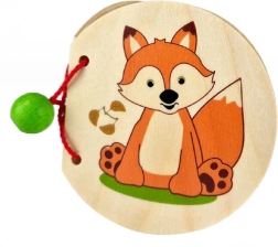 Libro de imágenes de madera con un zorro y animales del bosque