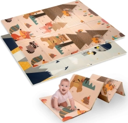 Alfombra de juego de espuma XPE plegable de doble capa 120 × 180 cm con motivos de animales y montañas Humbi