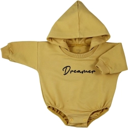 Body tipo baggy para bebé con capucha Koala Dreamer – color mostaza