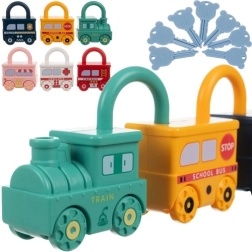 Coches y tren con cerradura educativos: set para aprender números y colores