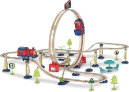 Pista de tren con looping, locomotora eléctrica, 55 × 52 × 36,5 cm