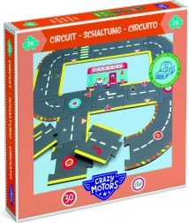 Puzzle gigante de pista de carreras CRAZY MOTORS, 26 piezas