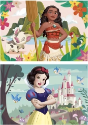 Puzle de madera Disney Princesas Vaiana y Blancanieves 2×50 piezas