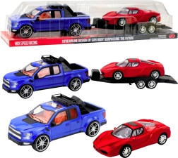 Set de vehículo todoterreno con remolque y coche deportivo