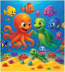 Rompecabezas de madera pulpo y tortuga WOODEN CITY, 20 piezas