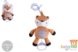 Ciervo de peluche con mecanismo de cuerda, melodía y clip para cochecito y cuna 30 cm