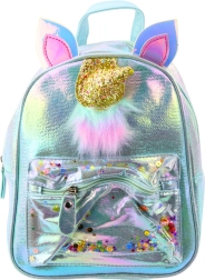 Mochila infantil con unicornio y confeti móvil azul 25 cm 4,5 L