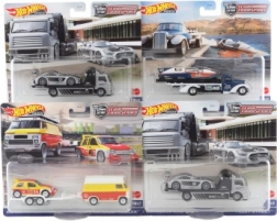 Hot Wheels camión tractor y coche de carreras