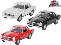 Modelo metálico MERCEDES-BENZ 230 SL 1963 Welly 1:34–39 con puertas que se abren y mecanismo pull-back