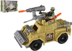 Set militar coche blindado con soldado y accesorios, plástico, rueda libre