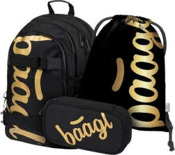 Baagl set escolar skate gold – mochila, estuche y bolsa