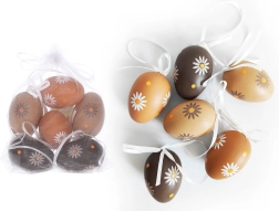 Huevos decorativos de plástico pintados de 6 cm, 6 uds