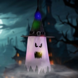 Decoración LED colgante de Halloween con forma de fantasma rosa