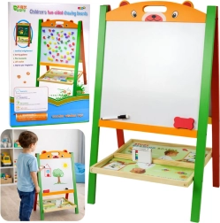 Pizarra magnética de madera de doble cara 2 en 1 para niños con tiza y rotulador