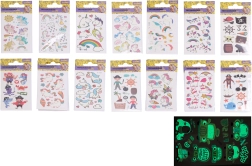 Pegatinas de tatuajes que brillan en la oscuridad 6 × 10,5 cm – mezcla de unicornios y piratas
