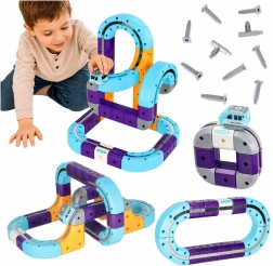 Kit de construcción magnético de pista de carreras con coche, 54 piezas