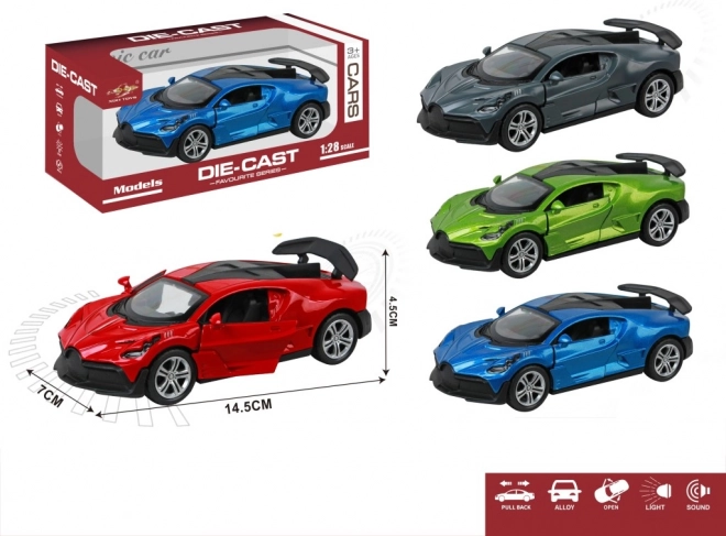 Modelo de coche metálico 1:28 con luz y sonido