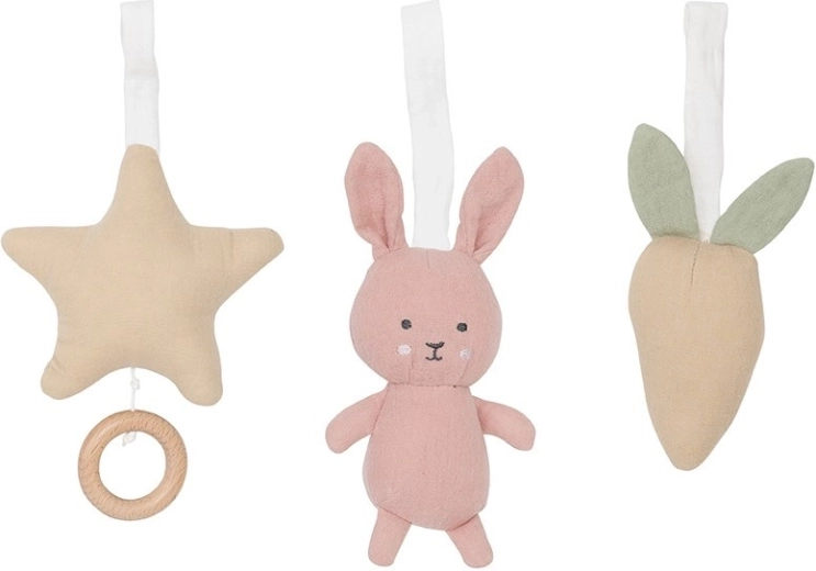 Jabadabado juguetes textiles para barra de actividades con conejito rosa