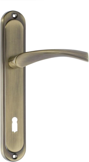 Herraje para puerta ATENA con bocallave 90 mm, pátina