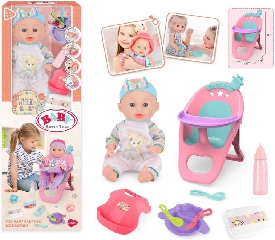 Muñeca bebé Baby Sweet Love con set de alimentación