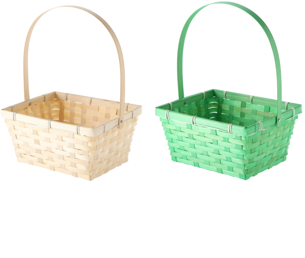 Cesta de Pascua con asa móvil, 23 × 18,5 × 11,5 cm, mix de 2 colores