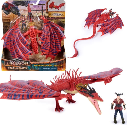 Spin Master Cómo entrenar a tu dragón figuras: dragón Monstrous Nightmare y Snotlout, alas articuladas 55 cm