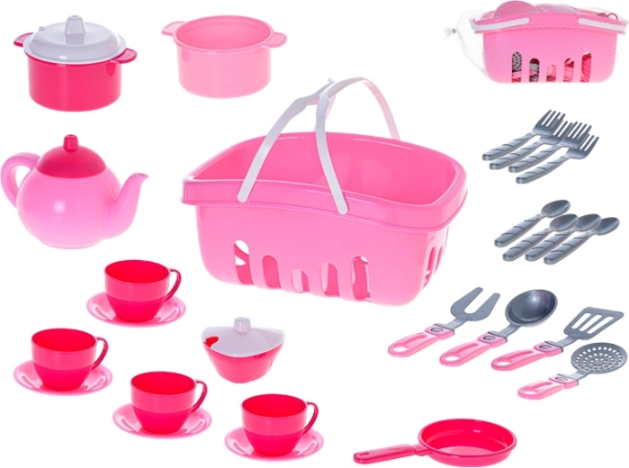 Set de cocina infantil con cesta, juego de 26 piezas