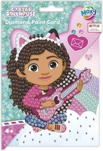 Pintura de diamantes: tarjeta de felicitación con sobre Gabby's Dollhouse (La casa de muñecas de Gabby)