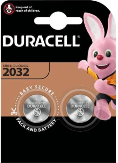 Pila de botón de litio CR2032 DURACELL, 2 uds