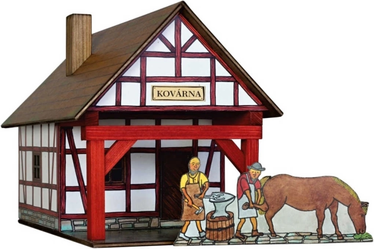 Walachia maqueta de madera para pegar de una herrería con entramado de madera