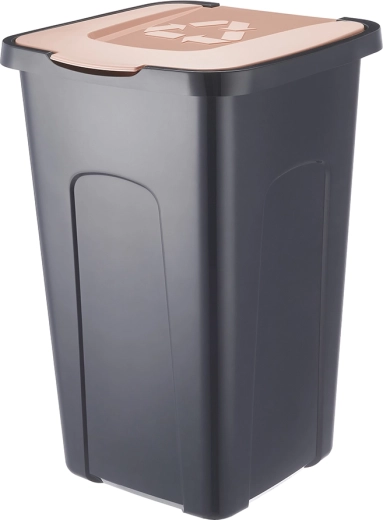 Cubo para residuos de separación 50 l negro/marrón pastel