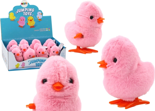 Pollito de peluche saltarín de cuerda, rosa