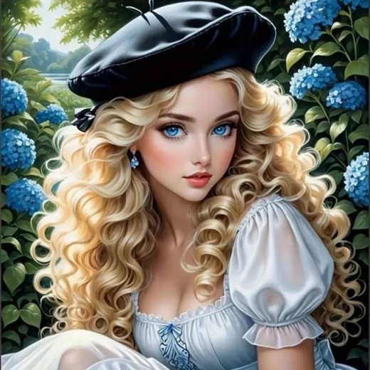 NORIMPEX Pintura por números rubia de ojos azules en el jardín 40 × 50 cm