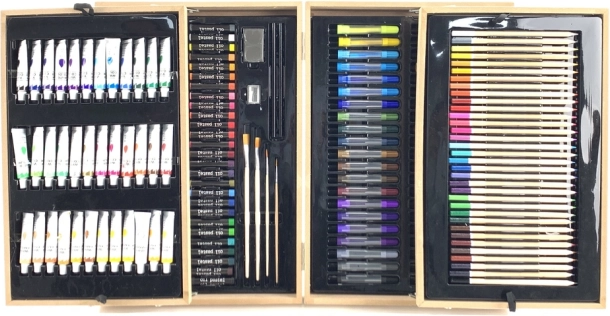 Set artístico profesional en estuche de madera, 174 piezas