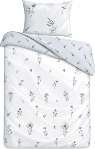 Ropa de cama de algodón Sueño de verano en blanco y gris 140 × 200 cm