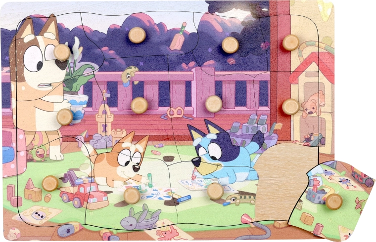 Puzzle de madera con asas Bluey – 12 piezas