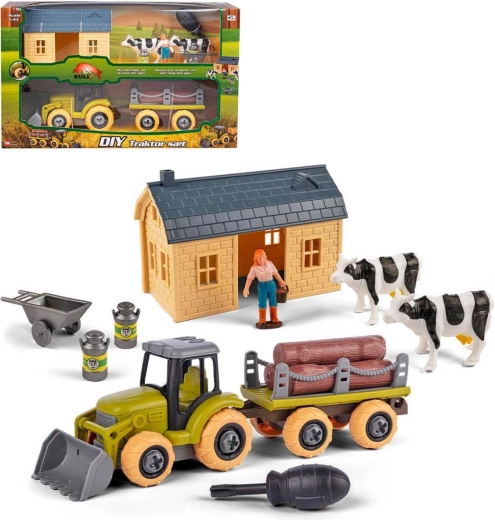 Set de montaje de granja – tractor atornillable con remolque y accesorios