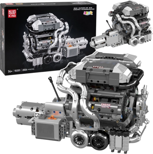 Bloques de construcción técnicos – motor V8 con caja de cambios (2024 piezas)