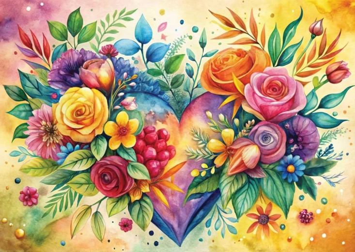 Puzzle corazón floral 1000 piezas