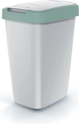 Papelera con tapa de 12 l, gris ceniza con tapa verde claro