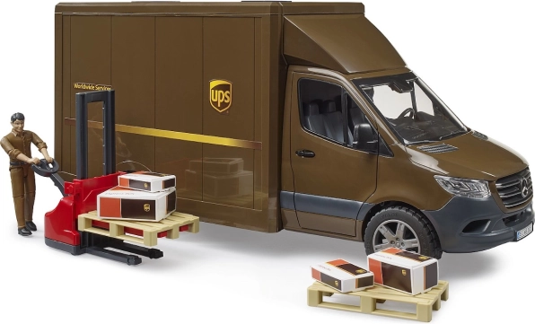 Furgoneta UPS Bruder MB Sprinter con figura y accesorios