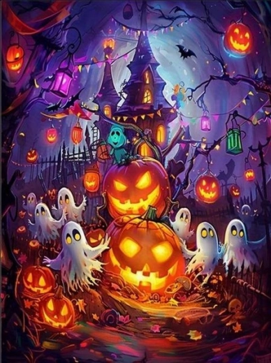 Pintura con diamantes Halloween 30 × 40 cm