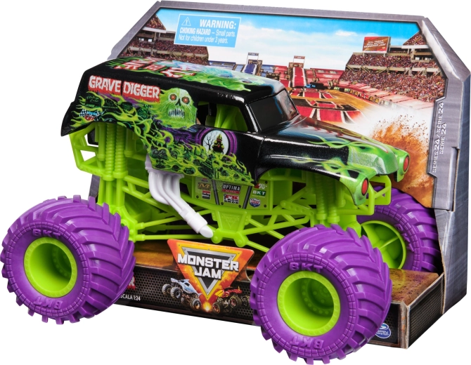 Carrocería metálica con la icónica gráfica de Grave Digger
