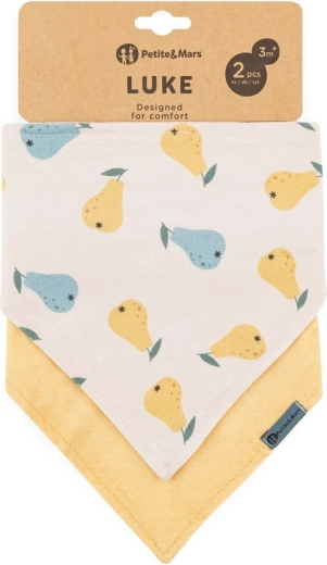 Petite&Mars baberos bandana Luke, 2 uds – Beige pears a intense ochre