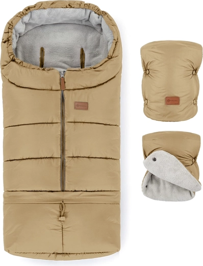 Petite&Mars set: saco de invierno Jibot 3 en 1 y guantes para cochecito Jasie sweet toffee